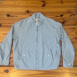 EUC Maus & Hoffman Classic Blue Striped Men's Seersucker Bomber Jacket Sz Large